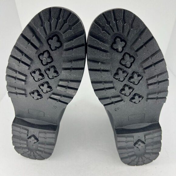 Womens 430001128173 Black Leather Boots Lace Up Mid Top Round Toe Block Size 10 - Picture 8 of 9